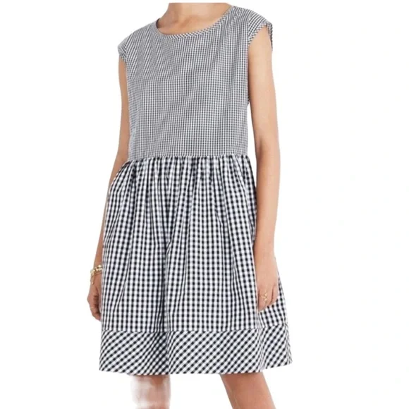 Madewell Tie Back Cotton Gingham Dress Sz S - Picture 4 of 16